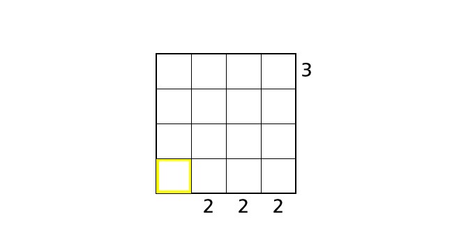 ビルディングパズルのルールと解き方 手順1-1